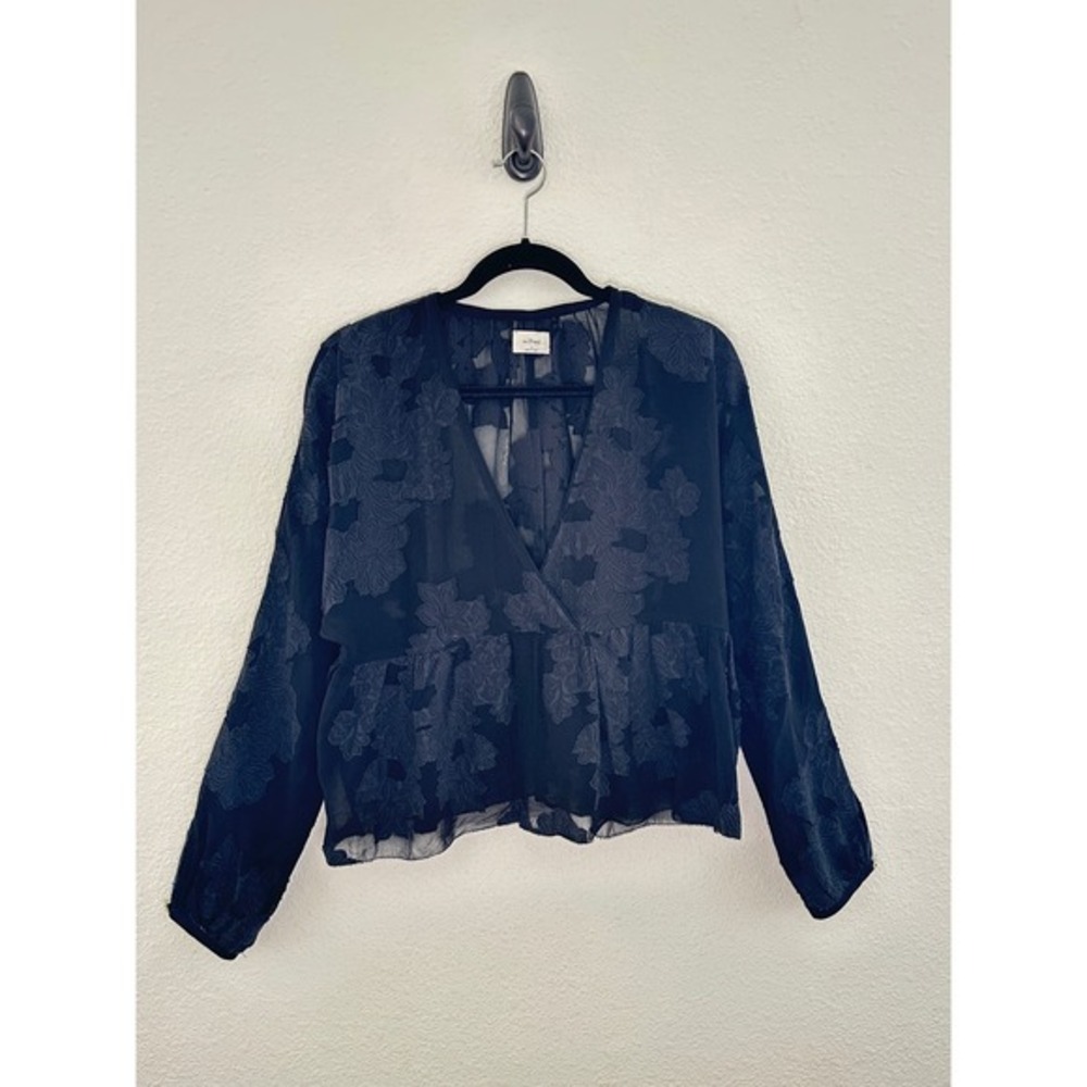 Wilfred Black Sheer Floral Augustine Peplum Blouse Aritzia Boho Whimsogoth Small